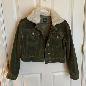 Green cropped corduroy jacket